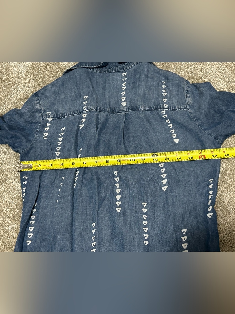 Cloth & Stone XS Tencel Chambray Shirt Dress Frayed Hem Boho Western - Picture 7 of 8